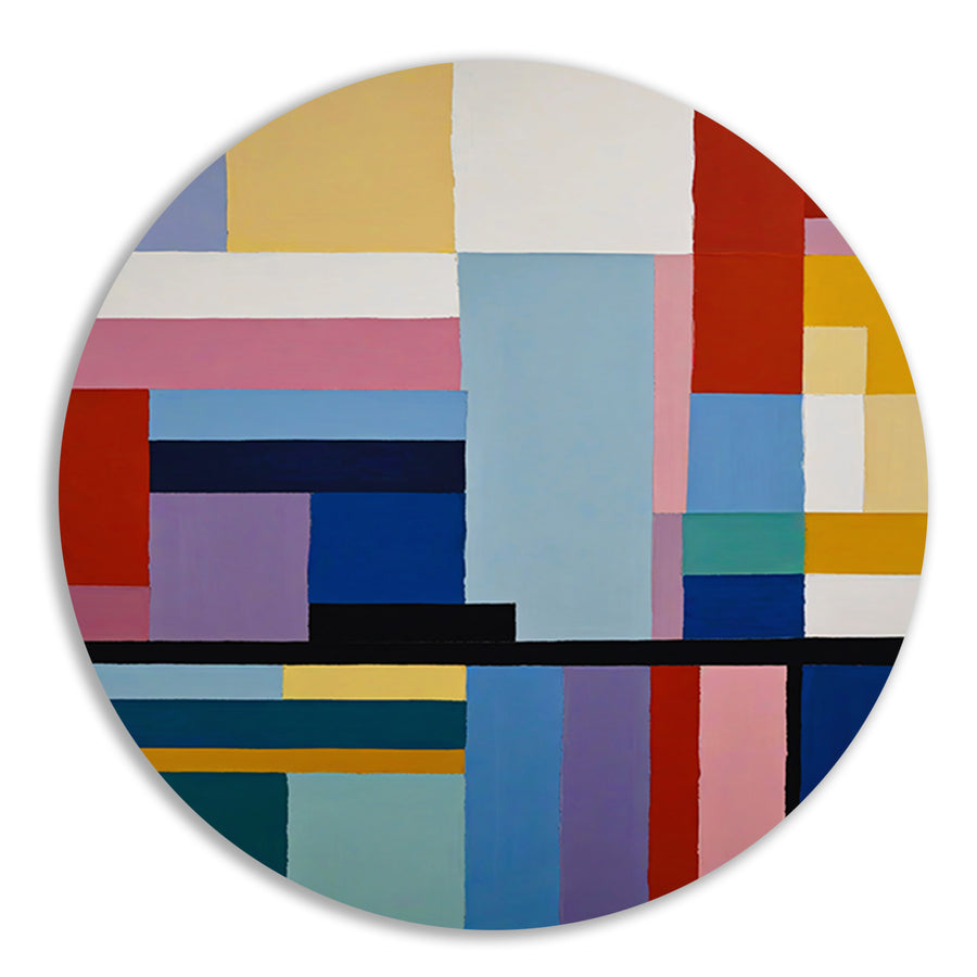 Abstracte Dans van Geometrie en Kleur aluminium muurcirkel