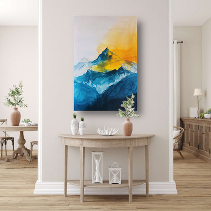 Abstracte aquarel van bergen en zon acrylglas