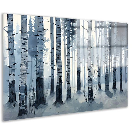 Mystiek berkenbos gehuld in ochtendmist acrylglas
