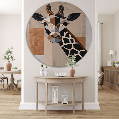 Geometrische giraffe in minimalistische stijl forex muurcirkel
