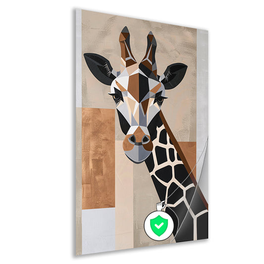 Geometrische giraffe in minimalistische stijl poster