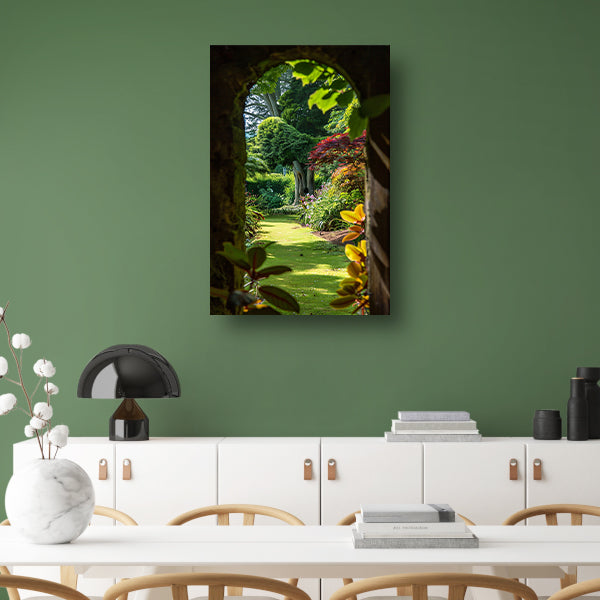 Betoverende Tuin Gezien Door Stenen Poort acrylglas