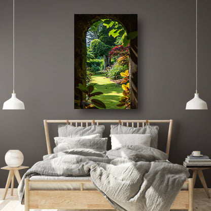 Betoverende Tuin Gezien Door Stenen Poort acrylglas