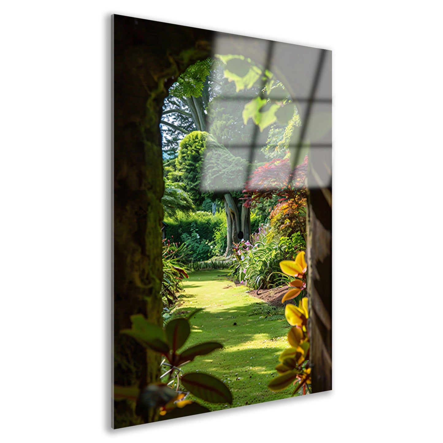 Betoverende Tuin Gezien Door Stenen Poort acrylglas