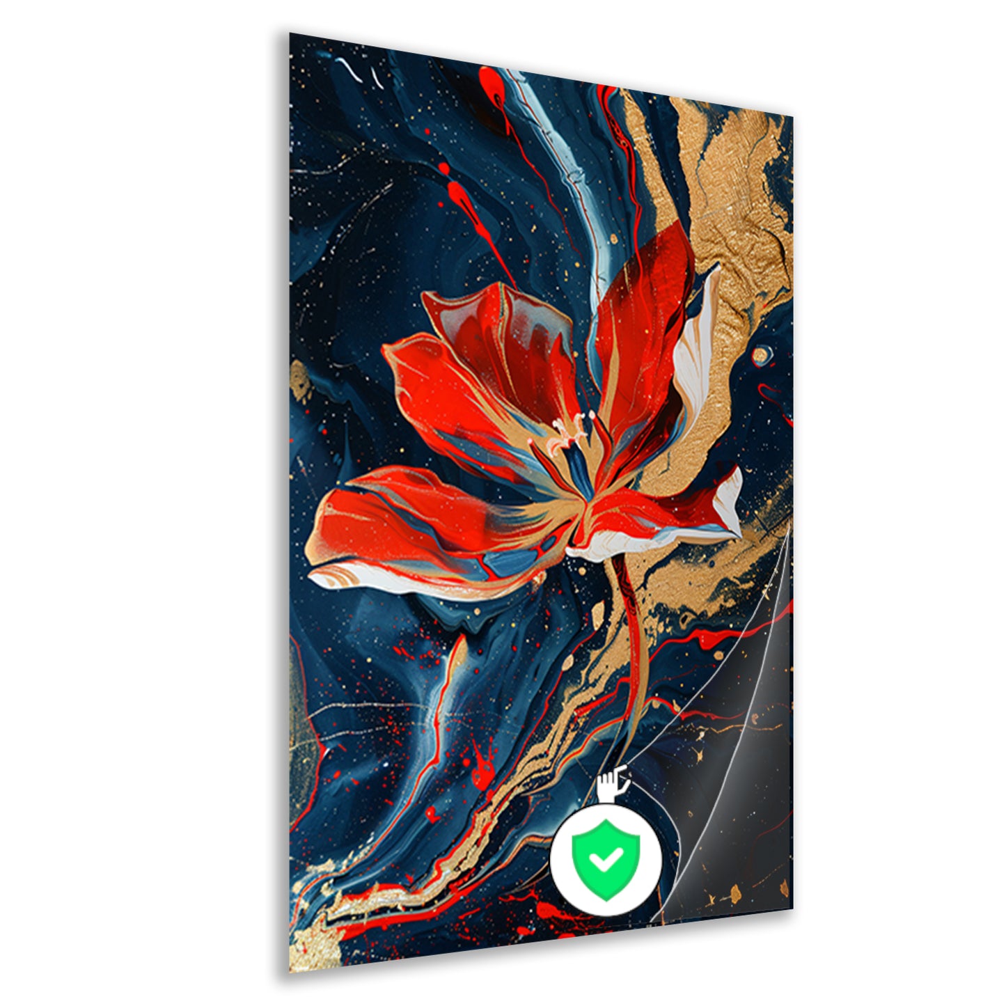 Abstract schilderij van bloem met dynamische kleuren poster
