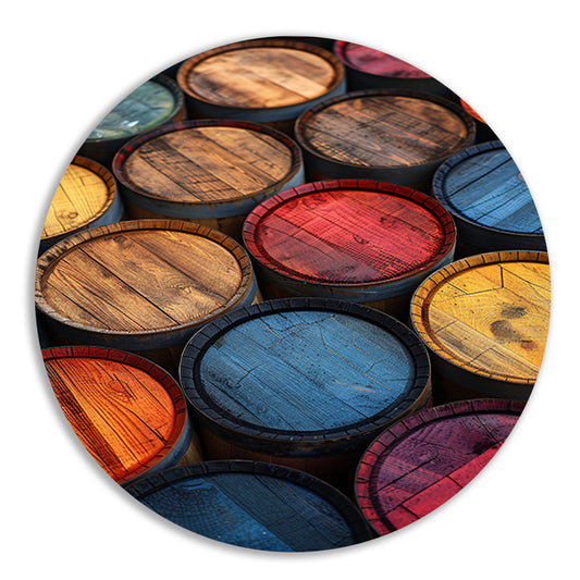 Abstract compositie met Kleurrijk vaten forex muurcirkel