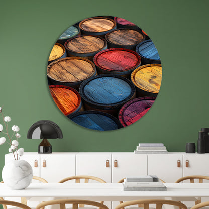 Abstract compositie met Kleurrijk vaten forex muurcirkel