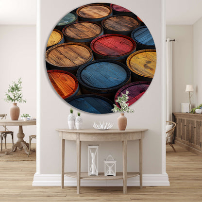 Abstract compositie met Kleurrijk vaten forex muurcirkel
