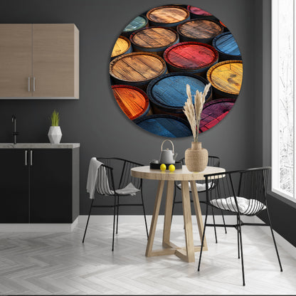Abstract compositie met Kleurrijk vaten forex muurcirkel
