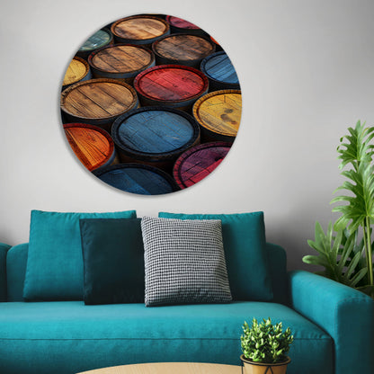Abstract compositie met Kleurrijk vaten forex muurcirkel