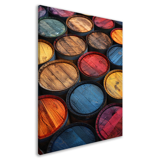Abstract compositie met Kleurrijk vaten canvas