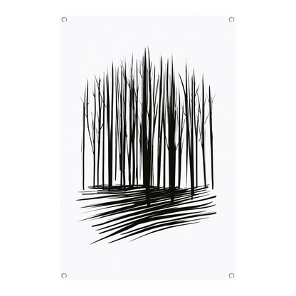 Minimalistische Zwart-Witte Bomenlijn Kunst tuinposter