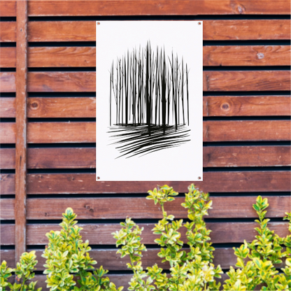 Minimalistische Zwart-Witte Bomenlijn Kunst tuinposter