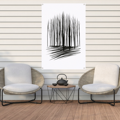 Minimalistische Zwart-Witte Bomenlijn Kunst tuinposter