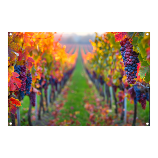 Herfstige wijngaard onder de avondzon tuinposter