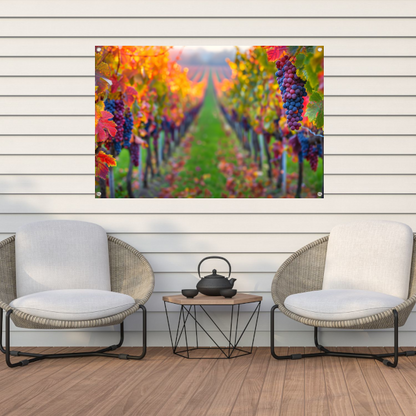Herfstige wijngaard onder de avondzon tuinposter
