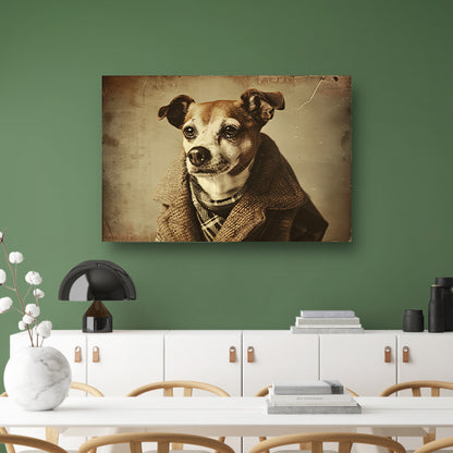 Nostalgische Hond in Vintage Kleding   poster