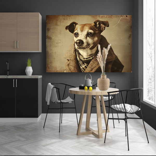 Nostalgische Hond in Vintage Kleding   poster