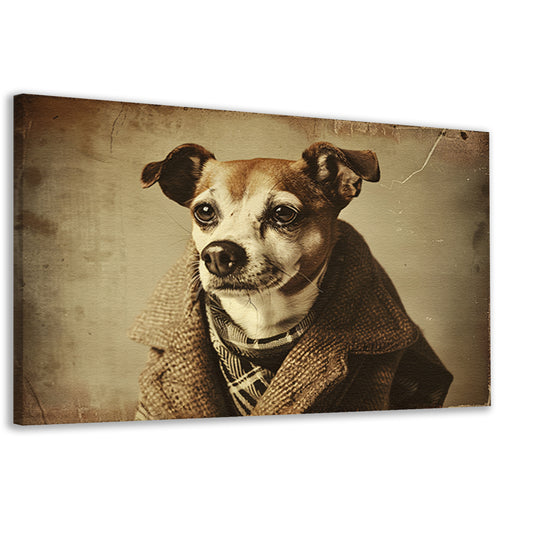 Nostalgische Hond in Vintage Kleding canvas