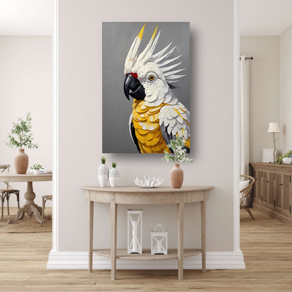 Elegante Geelkuifkaketoe in Moderne Kunst canvas