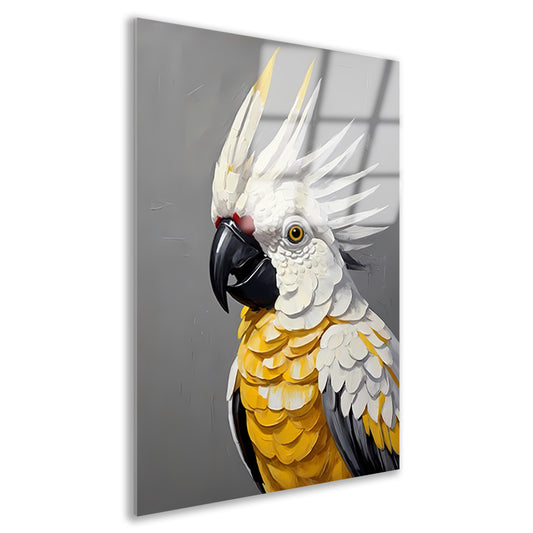 Elegante Geelkuifkaketoe in Moderne Kunst Acrylglas