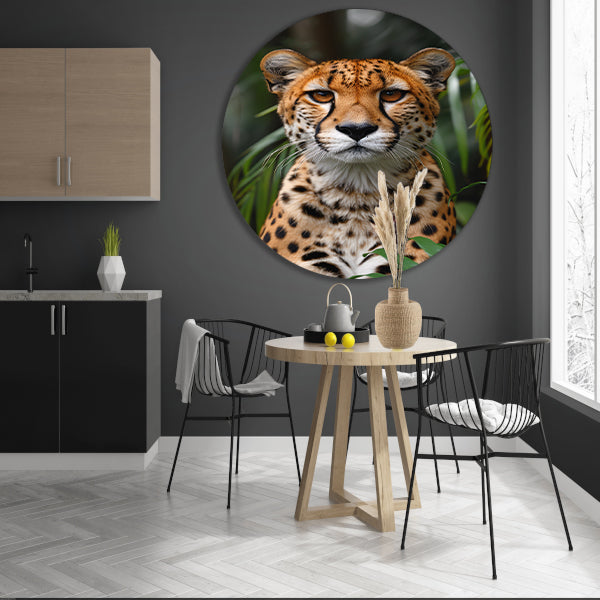 Portret van een Cheeta aluminium muurcirkel