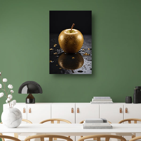 Gouden Appel met Dauwdruppels Reflectie canvas