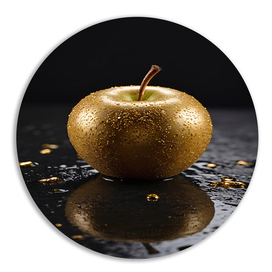 Gouden Appel met Dauwdruppels Reflectie forex muurcirkel