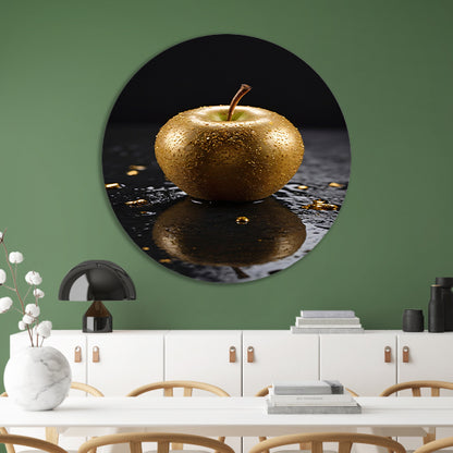 Gouden Appel met Dauwdruppels Reflectie forex muurcirkel