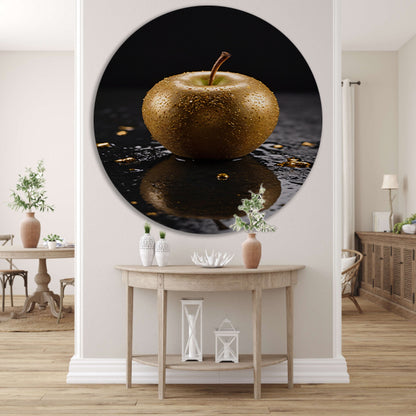 Gouden Appel met Dauwdruppels Reflectie forex muurcirkel