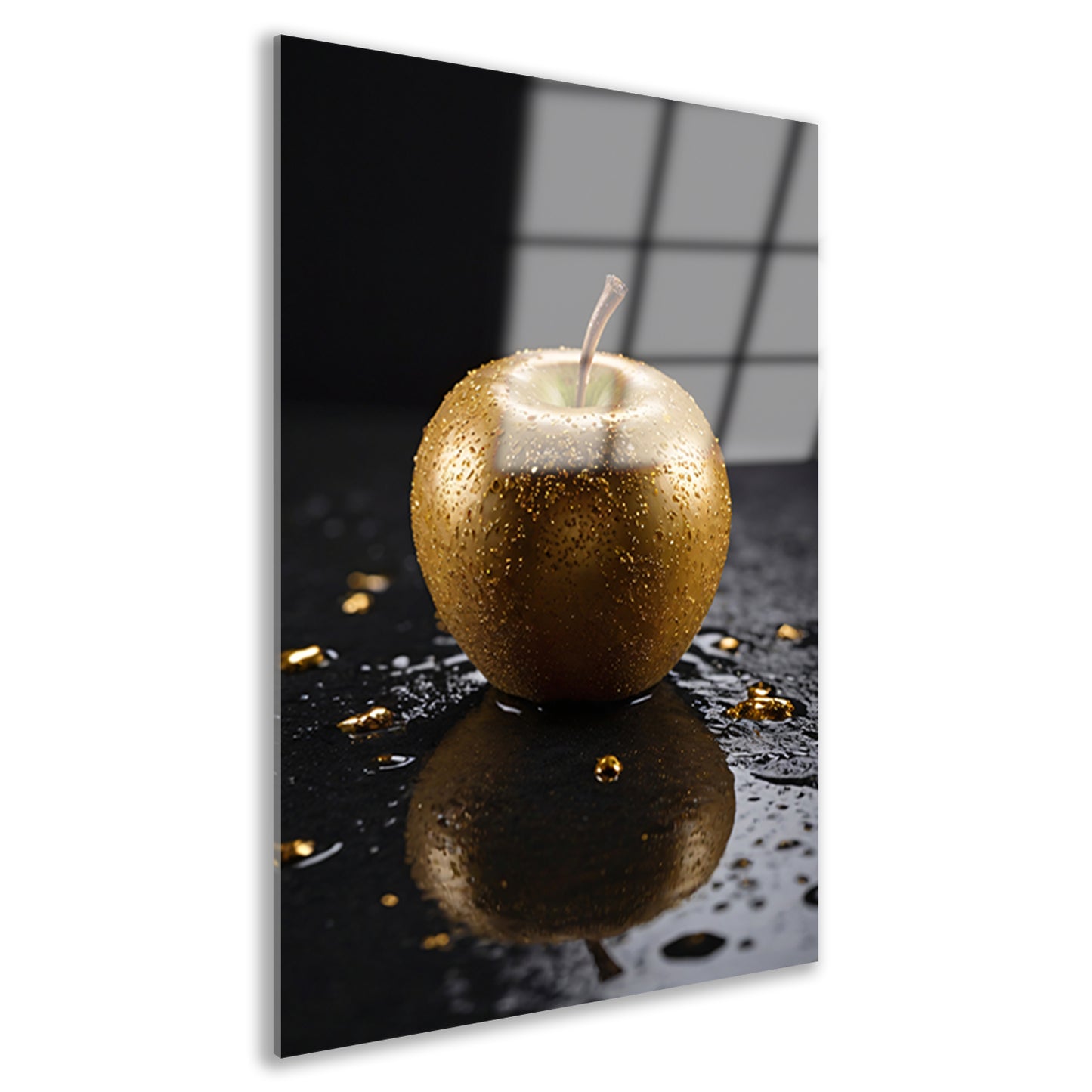 Gouden Appel met Dauwdruppels Reflectie acrylglas