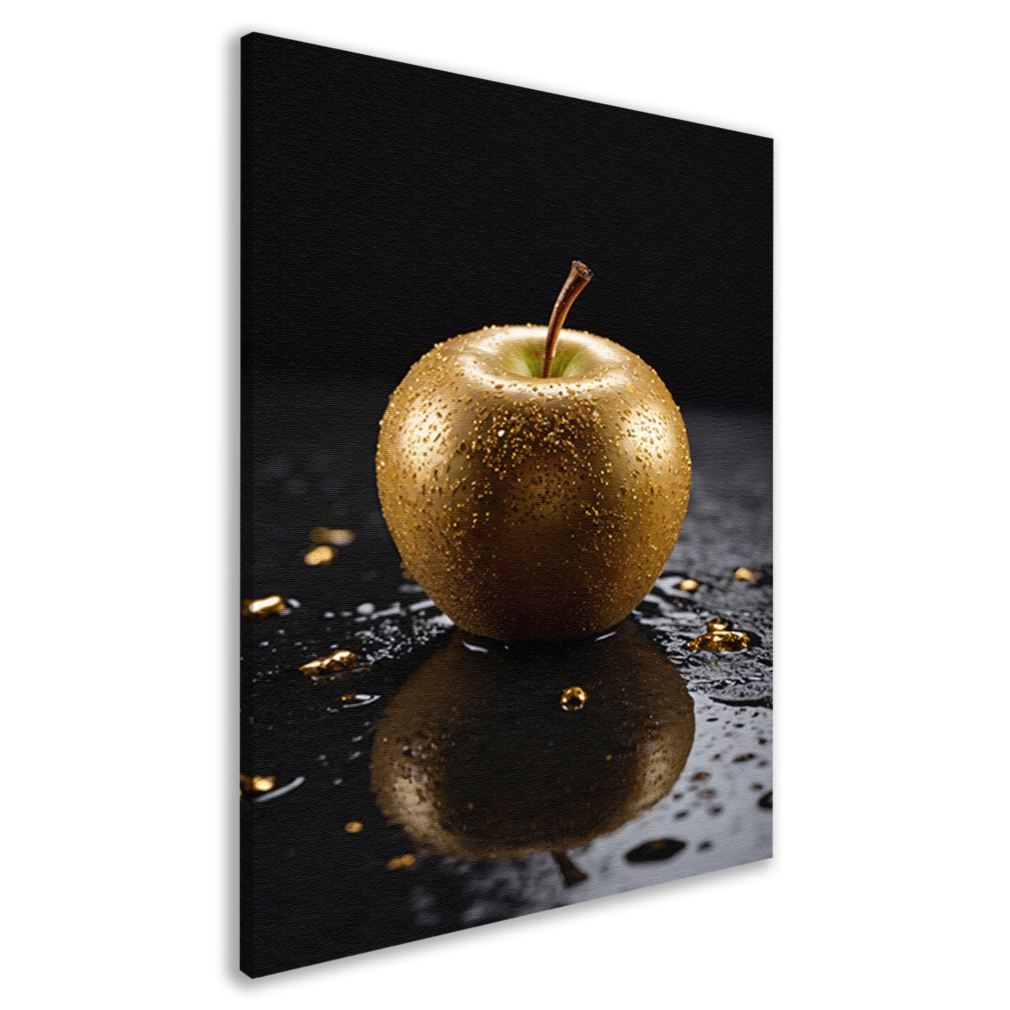 Gouden Appel met Dauwdruppels Reflectie canvas