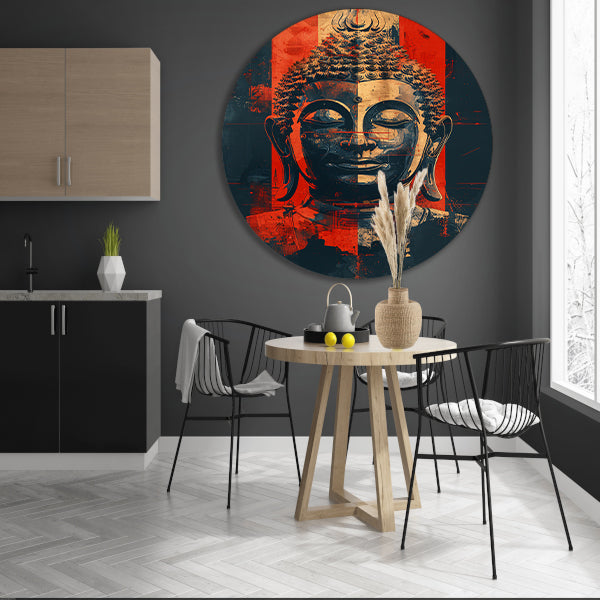 Modern Digitale Boeddha Kunst aluminium muurcirkel