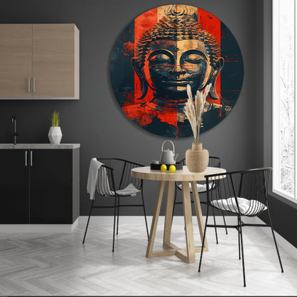Modern Digitale Boeddha Kunst aluminium muurcirkel