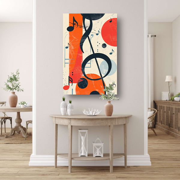 Abstract Muziekcompositie met G-sleutel canvas met baklijst