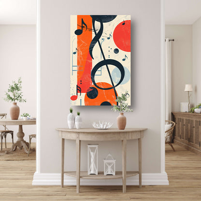 Abstract Muziekcompositie met G-sleutel canvas met baklijst
