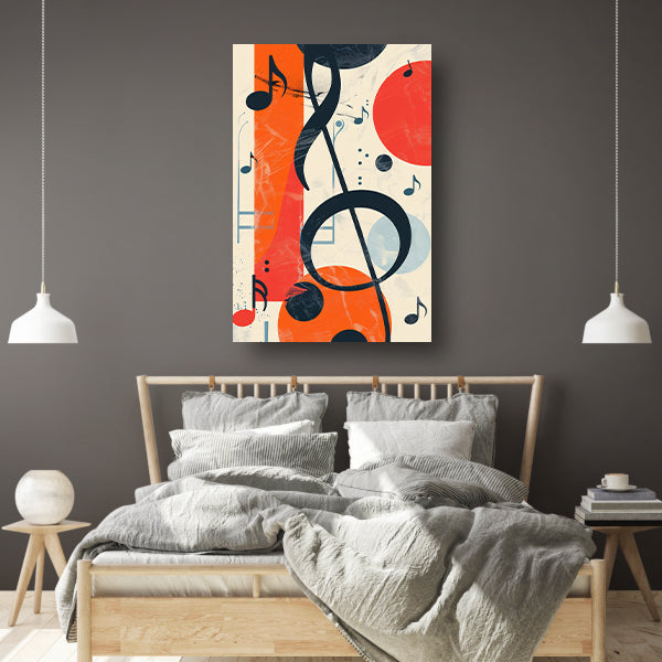 Abstract Muziekcompositie met G-sleutel poster