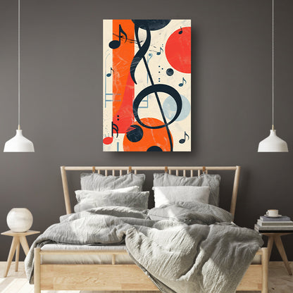 Abstract Muziekcompositie met G-sleutel canvas met baklijst