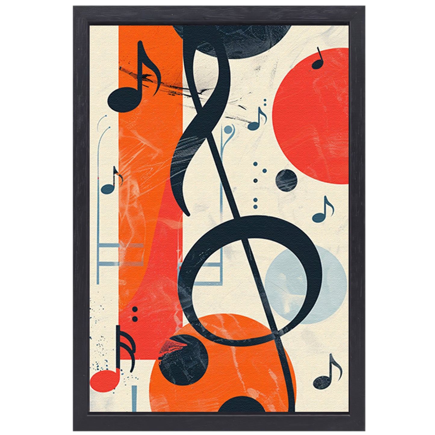 Abstract Muziekcompositie met G-sleutel canvas met baklijst