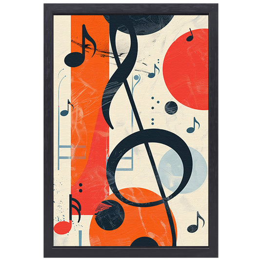 Abstract Muziekcompositie met G-sleutel canvas met baklijst