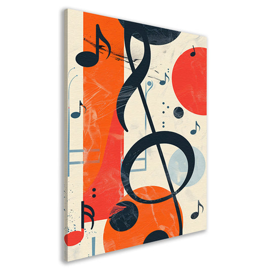 Abstract Muziekcompositie met G-sleutel canvas
