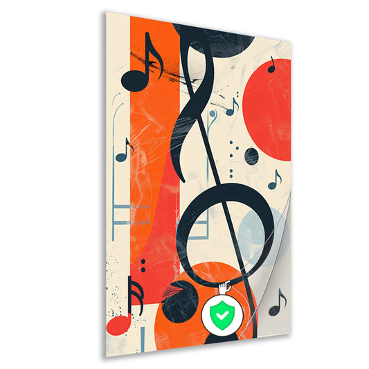 Abstract Muziekcompositie met G-sleutel poster