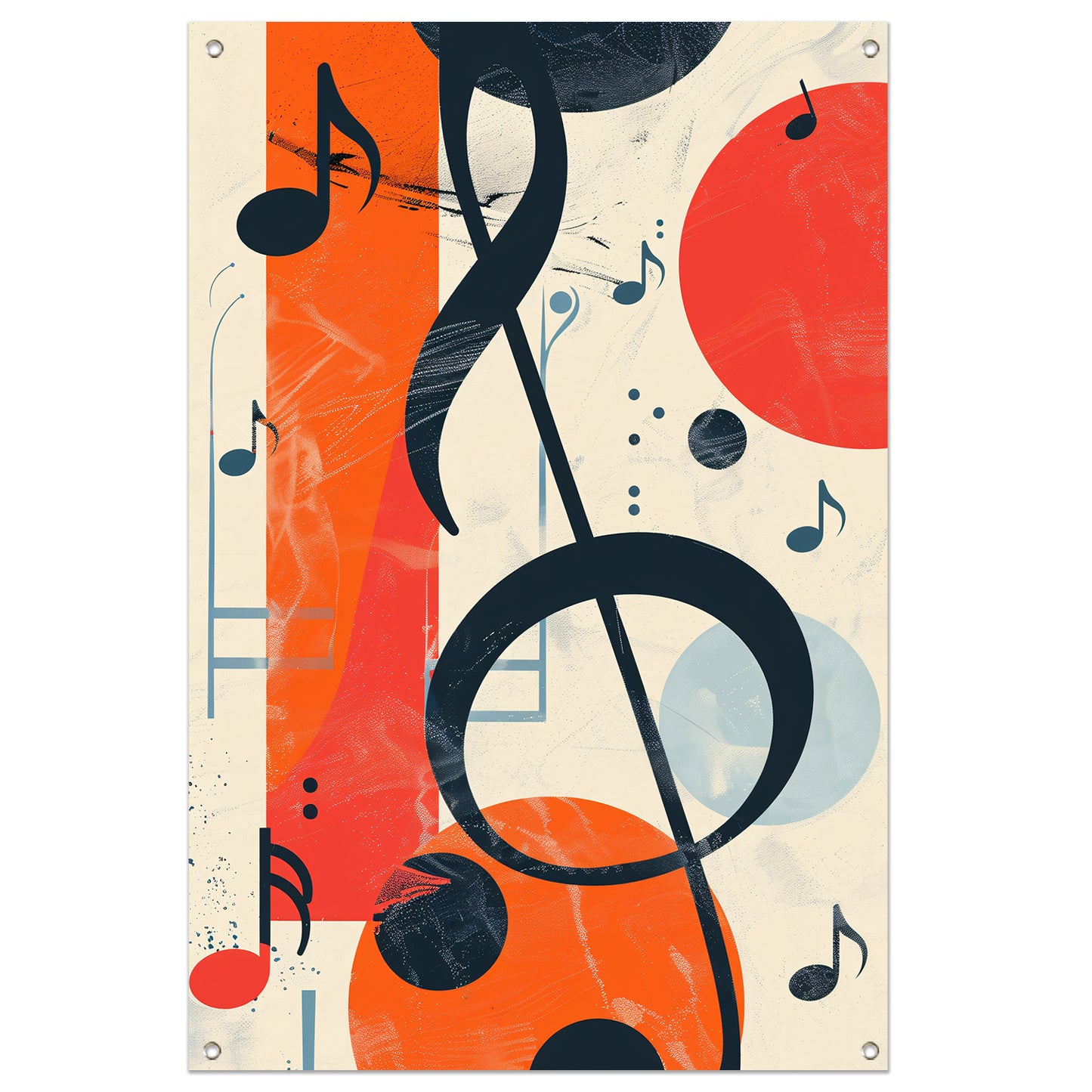 Abstract Muziekcompositie met G-sleutel tuinposter