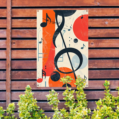 Abstract Muziekcompositie met G-sleutel tuinposter