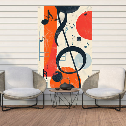 Abstract Muziekcompositie met G-sleutel tuinposter