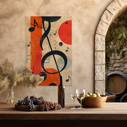 Abstract Muziekcompositie met G-sleutel tuinposter