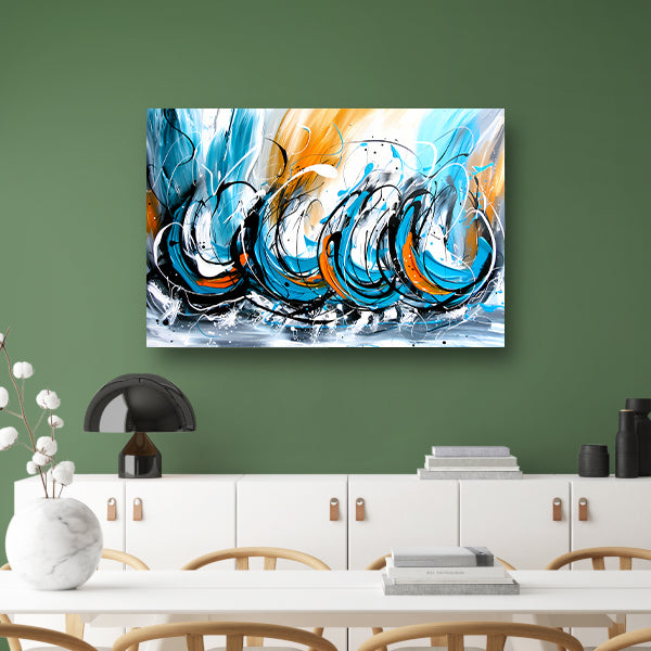 Dynamisch abstract schilderij met kleurcontrast poster