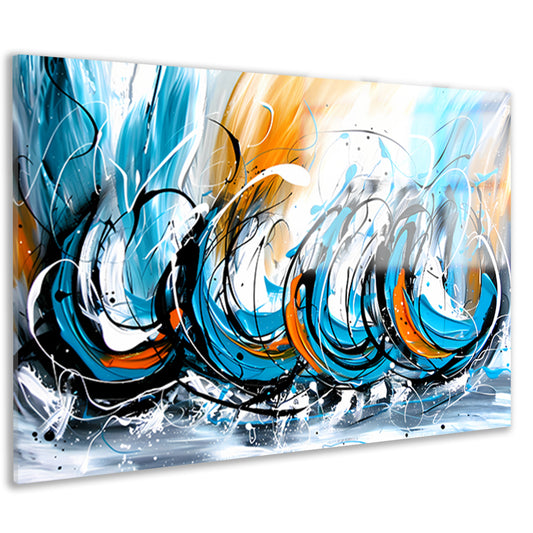 Dynamisch abstract schilderij met kleurcontrast acrylglas
