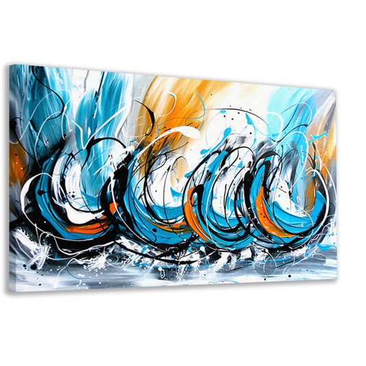 Dynamisch abstract schilderij met kleurcontrast canvas