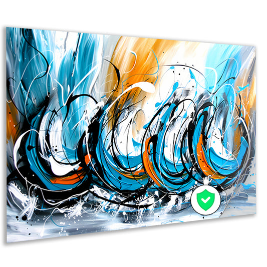 Dynamisch abstract schilderij met kleurcontrast poster